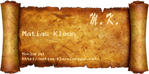 Matias Kleon névjegykártya